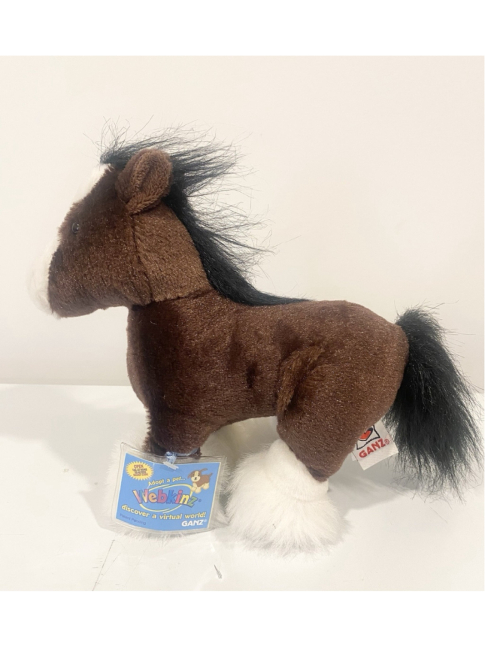 Ganz Webkinz Clydesdale Horse HM139 Plush Brown White Hooves With Code Tag